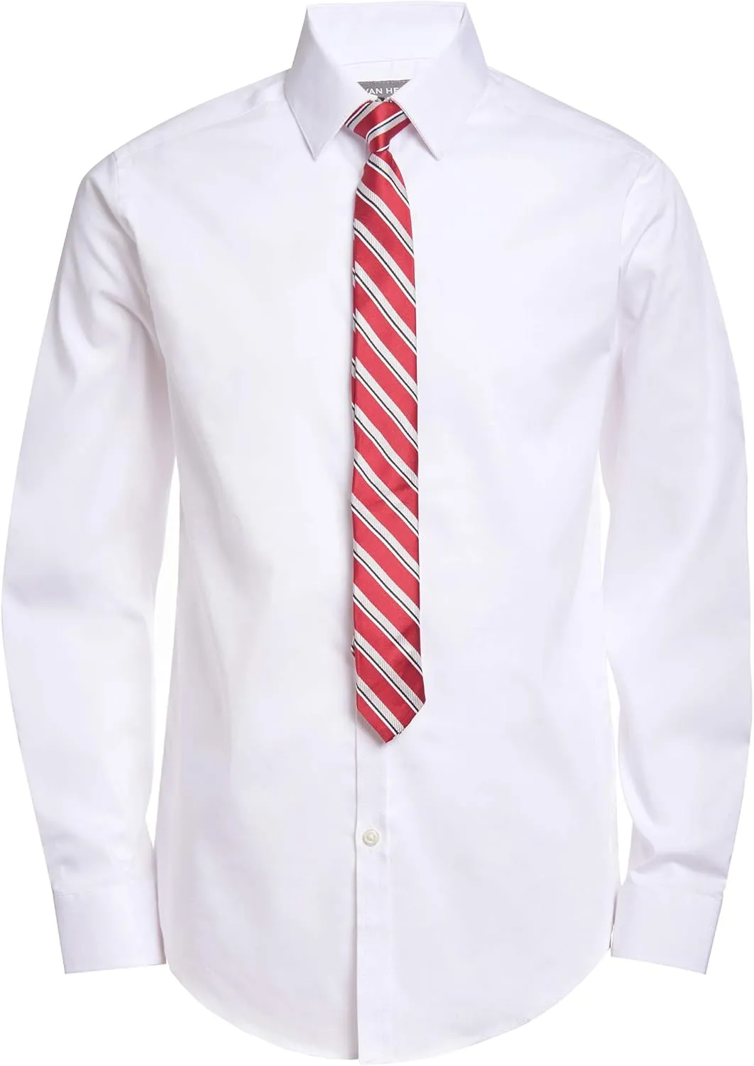 Van Heusen Boys' Long Sleeve Collared Button-Down Dress Shirt and Tie Set
