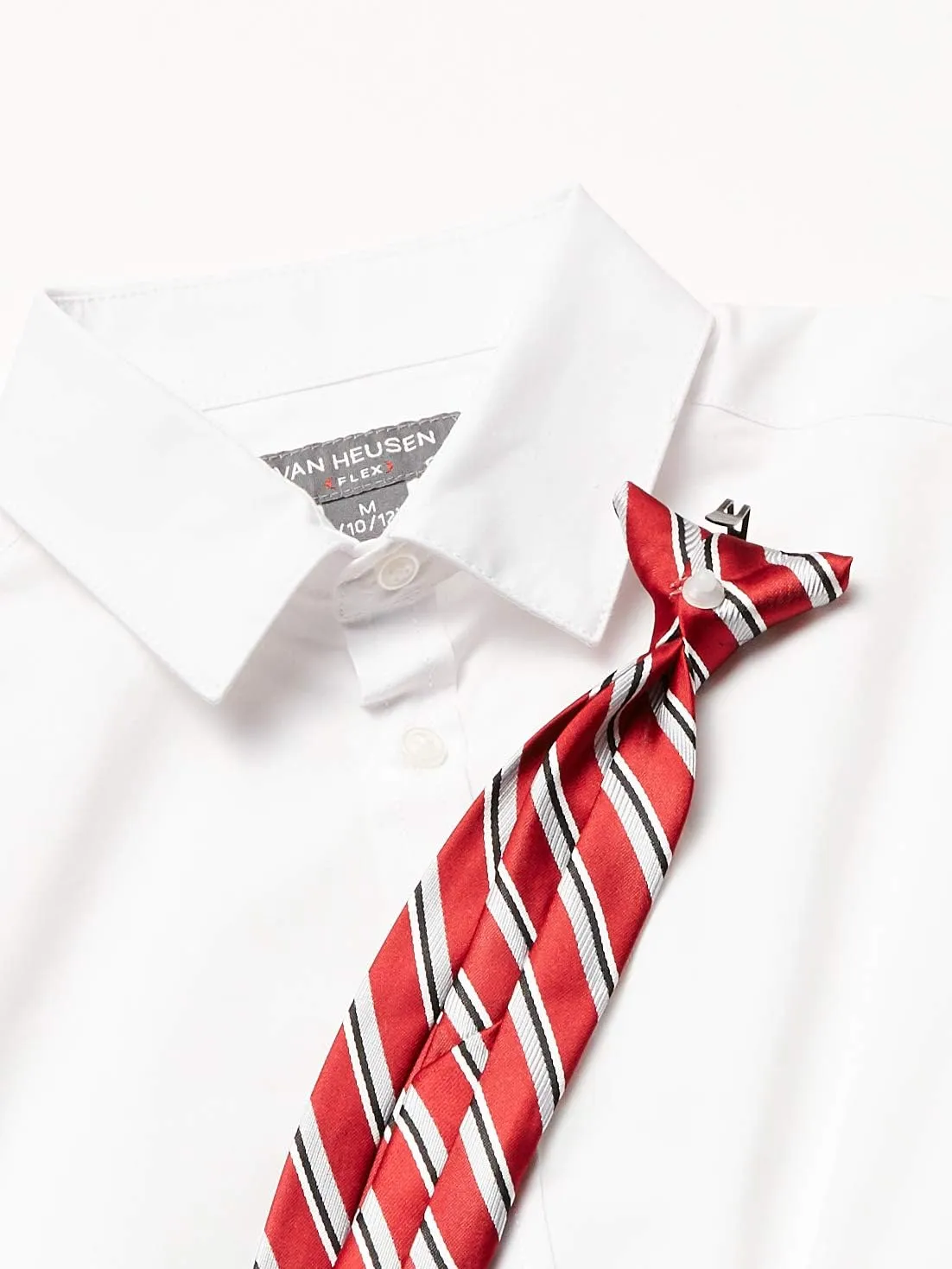 Van Heusen Boys' Long Sleeve Collared Button-Down Dress Shirt and Tie Set