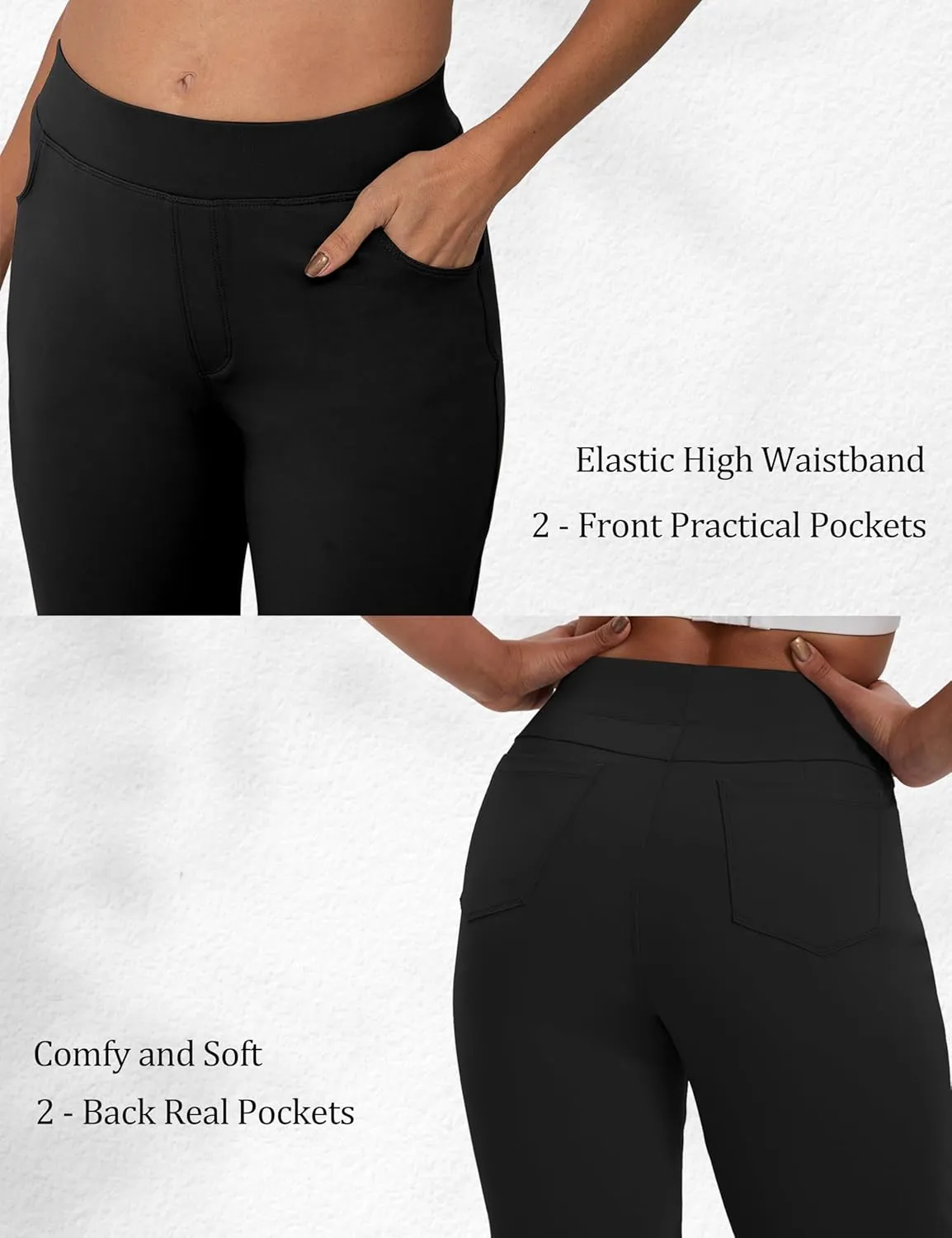 VOOVEEYA Wide Leg Pants for Women, Yoga Pants with Pockets High Waist Casual Straight Dress Pants Petite/Tall/Regular