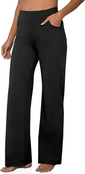 VOOVEEYA Wide Leg Pants for Women, Yoga Pants with Pockets High Waist Casual Straight Dress Pants Petite/Tall/Regular