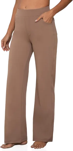 VOOVEEYA Wide Leg Pants for Women, Yoga Pants with Pockets High Waist Casual Straight Dress Pants Petite/Tall/Regular