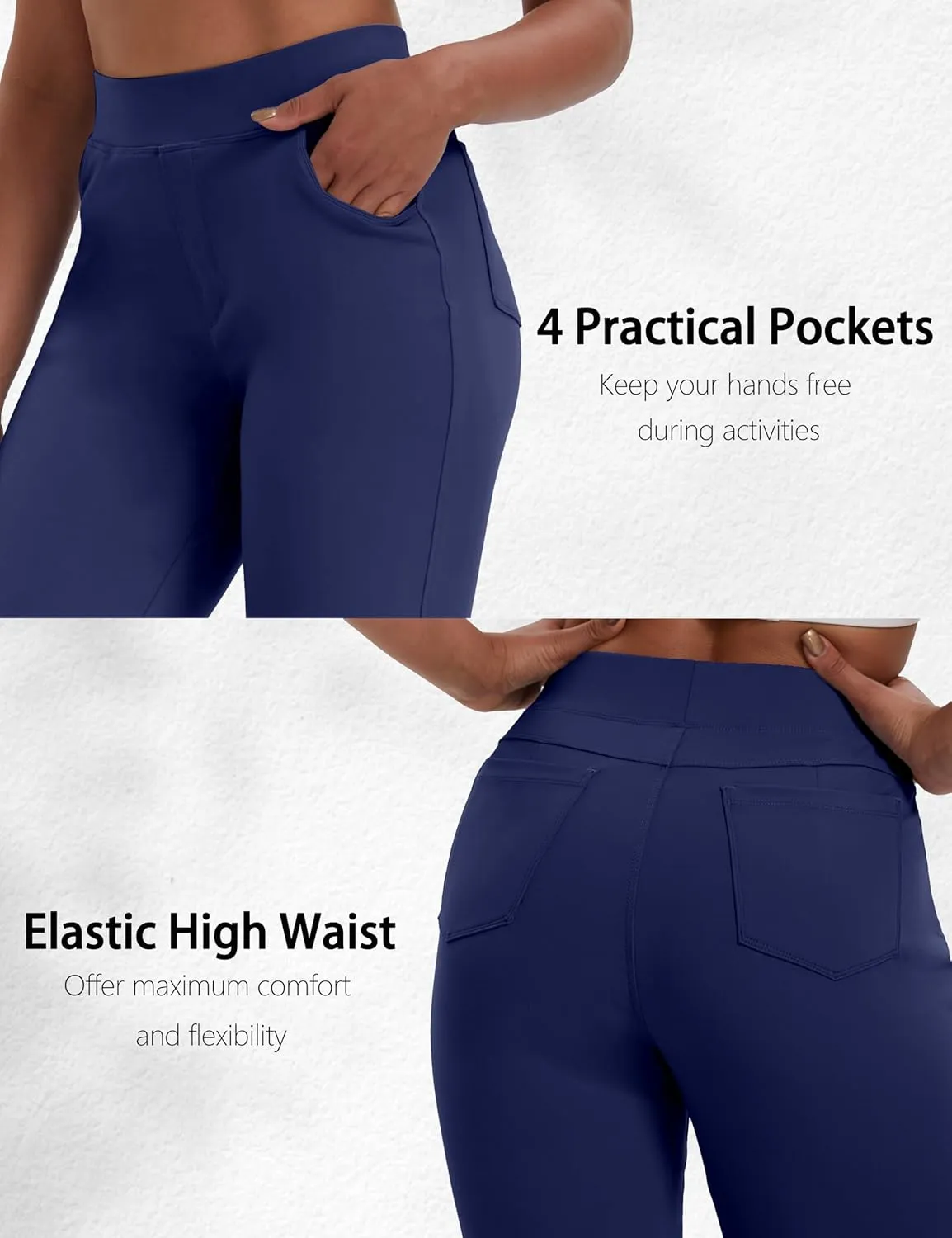 VOOVEEYA Yoga Capri Pants for Women, Crop Leggings with Pockets High Waisted Casual Straight Leg Pants