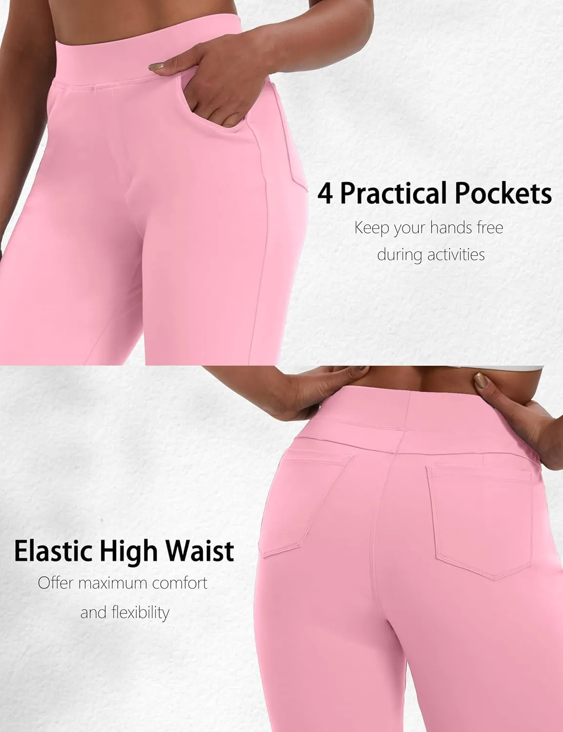 VOOVEEYA Yoga Capri Pants for Women, Crop Leggings with Pockets High Waisted Casual Straight Leg Pants