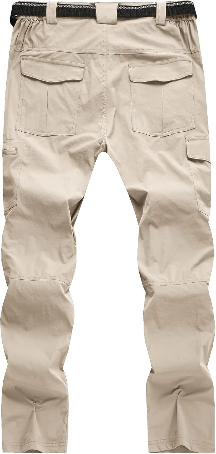 WENRONSTA Men's Hiking Work Cargo Pants Quick-Dry Lightweight Waterproof 6 Pockets Outdoor Mountain Fishing Camping Pants
