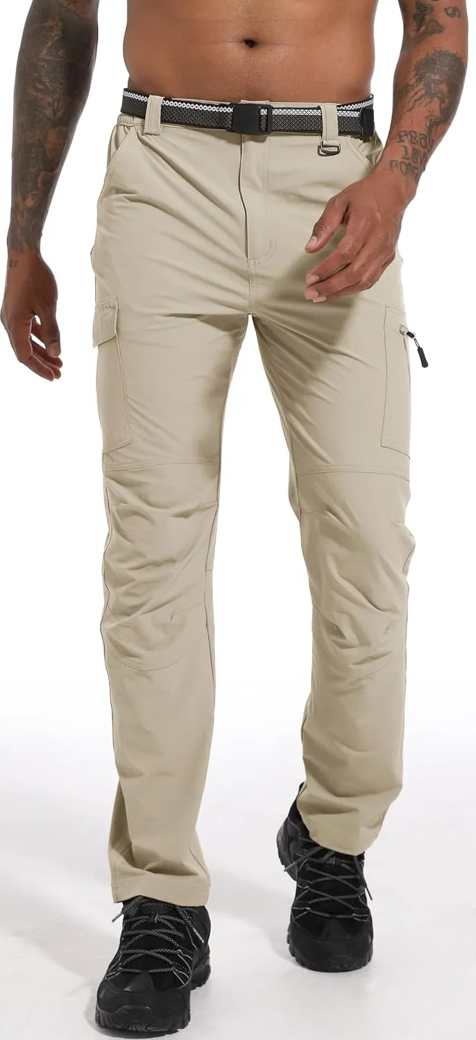 WENRONSTA Men's Hiking Work Cargo Pants Quick-Dry Lightweight Waterproof 6 Pockets Outdoor Mountain Fishing Camping Pants