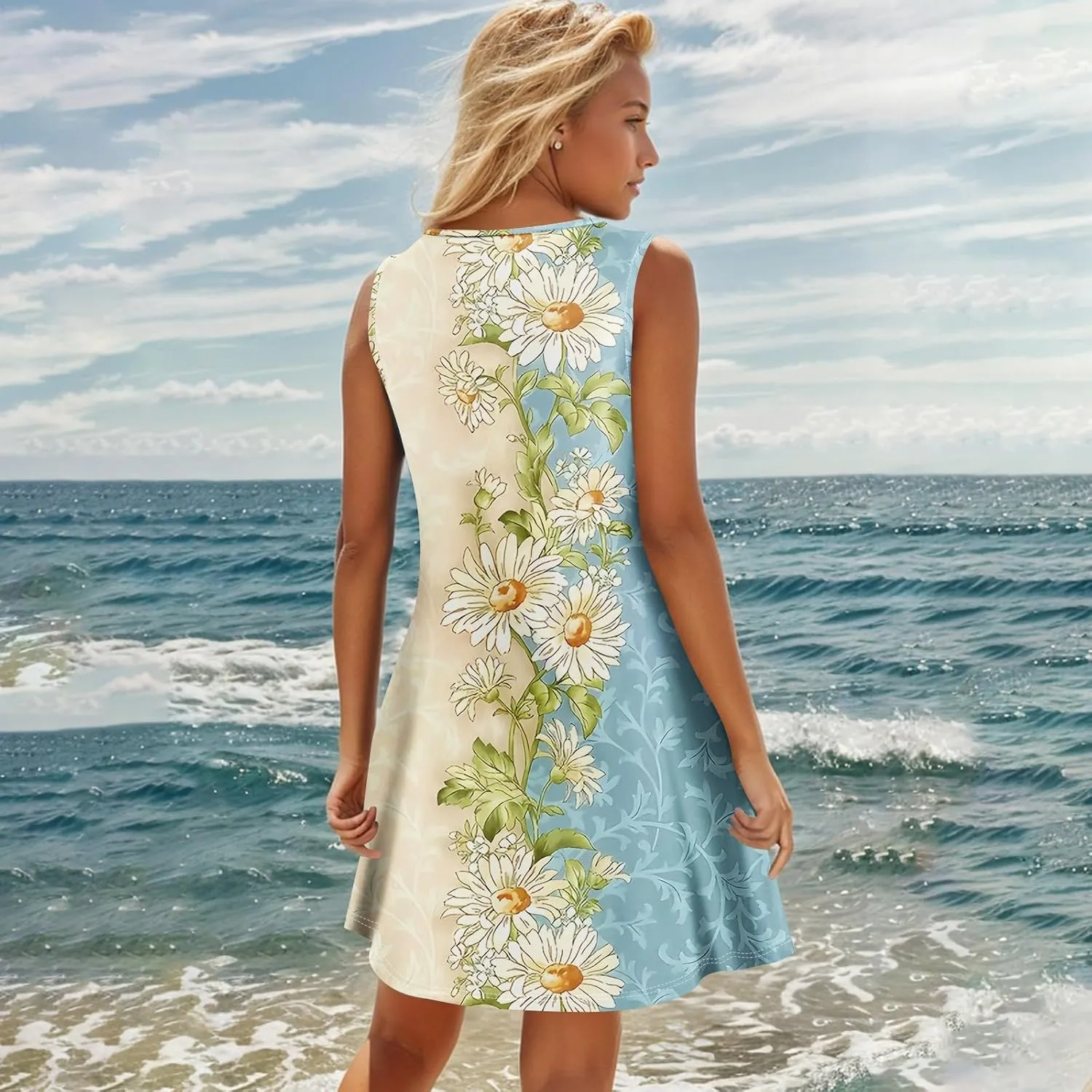 Women Dresses Summer Midi Sleeveless Button Down Womens Summer Dresses V Neck Club A Line Elegant Glam Tank Dress