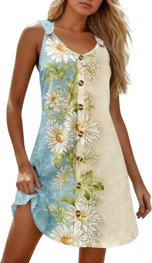 Women Dresses Summer Midi Sleeveless Button Down Womens Summer Dresses V Neck Club A Line Elegant Glam Tank Dress