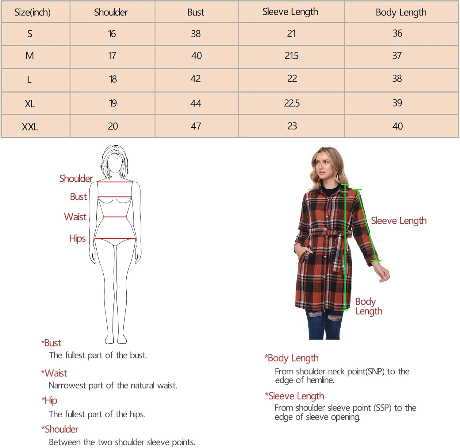 Women's Flannel Plaid Shacket Jacket Long Sleeve Button Down Shirts With Belt Tartan Trench Casual Coats Winter