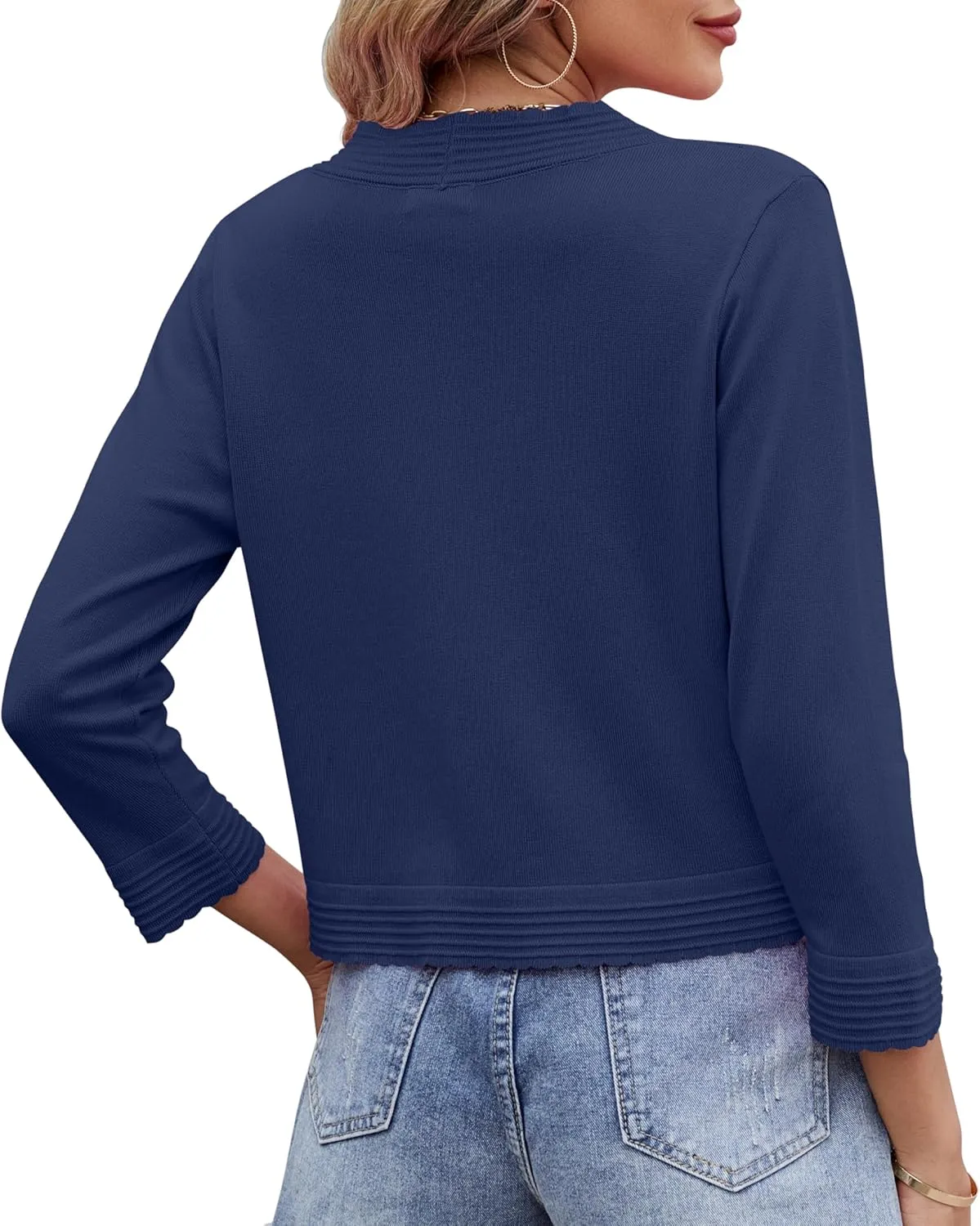 Women's Long Sleeve Knitted Cardigan Solid Color Open Front Tops Shrug