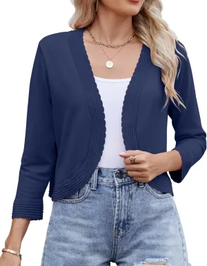Women's Long Sleeve Knitted Cardigan Solid Color Open Front Tops Shrug