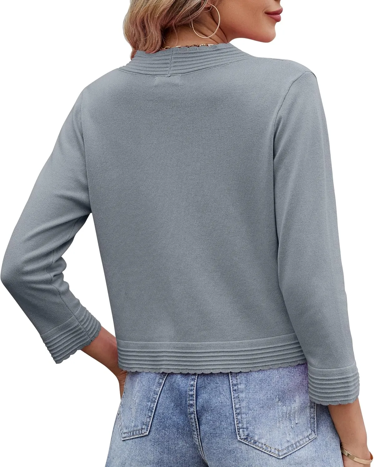 Women's Long Sleeve Knitted Cardigan Solid Color Open Front Tops Shrug