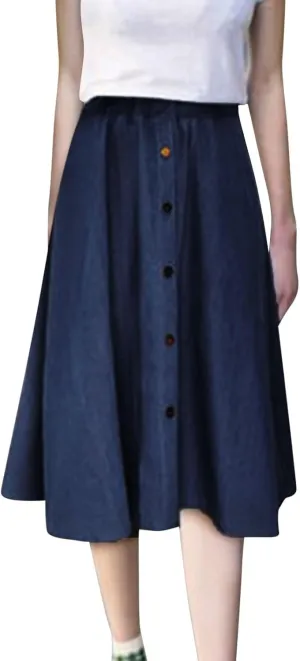 Women's Plus Size Denim Skirt Casual High Waisted A Line Midi with Elastic Waist for School Leather Pencil Skirts