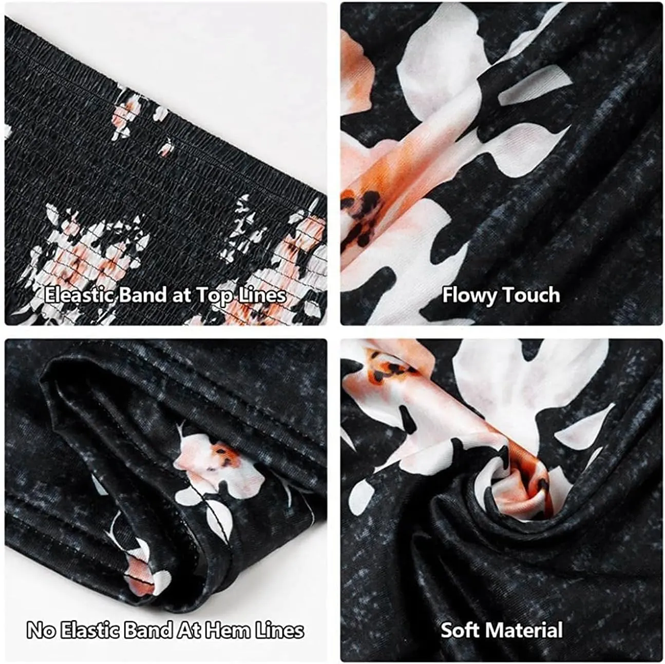 Womens Smocked Strapless Bandeau Tank Tops Floral Tube Tops Backless Bandeau Tunic Tops Sleeveless Shirts