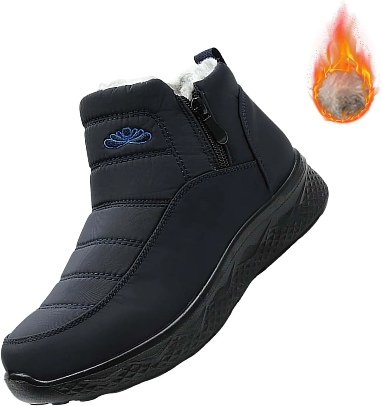 Women's Snow Boots with Heels Waterproof Slip On Boots Ladies Womens Warm Fur Lined Barefoot Shoes Grounded Footwear Hiking Rain Boots Women Mens Snow Booties