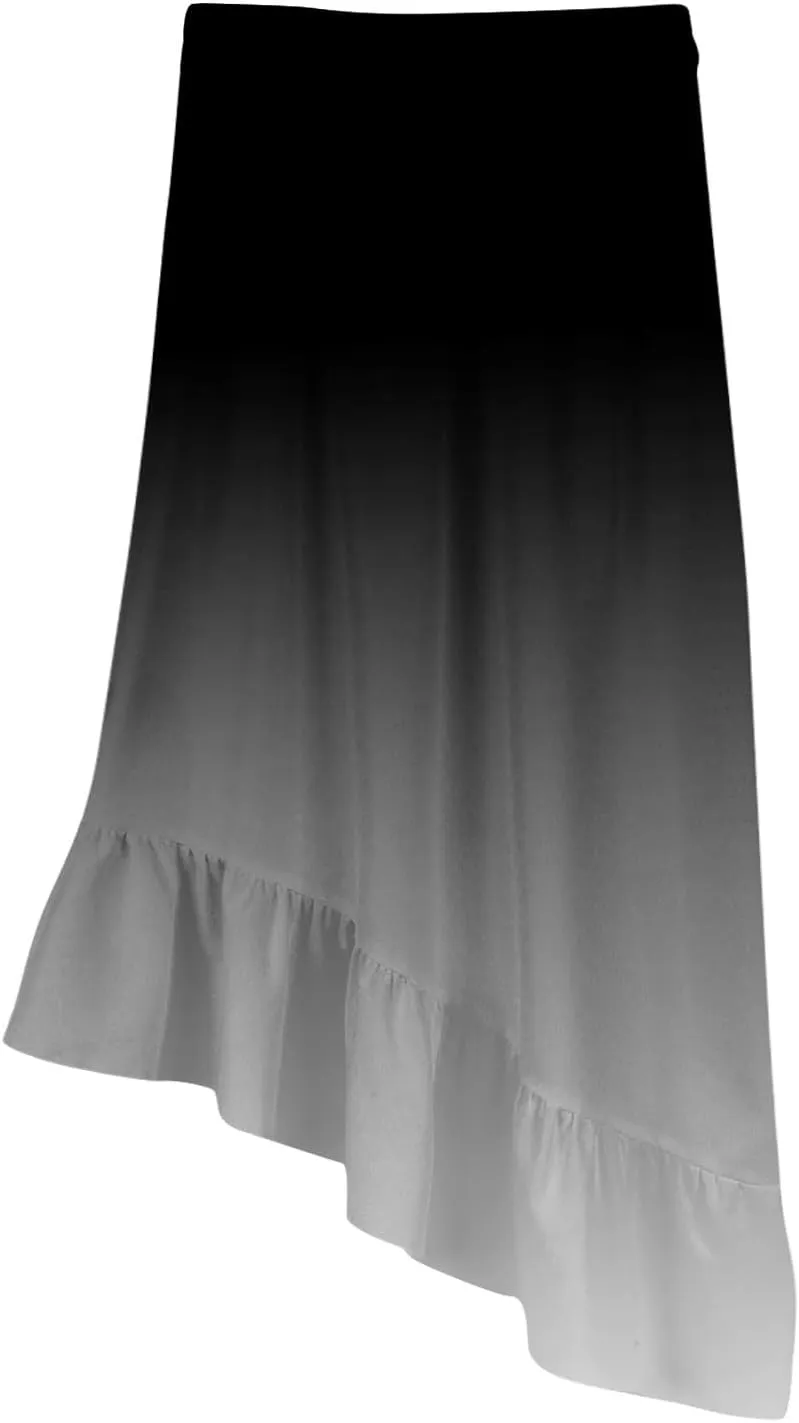 Womens Summer Midi Skirts Elastic Waist Casual Dress for Women A-Line Floral Skirts Elegant Comfy Dress