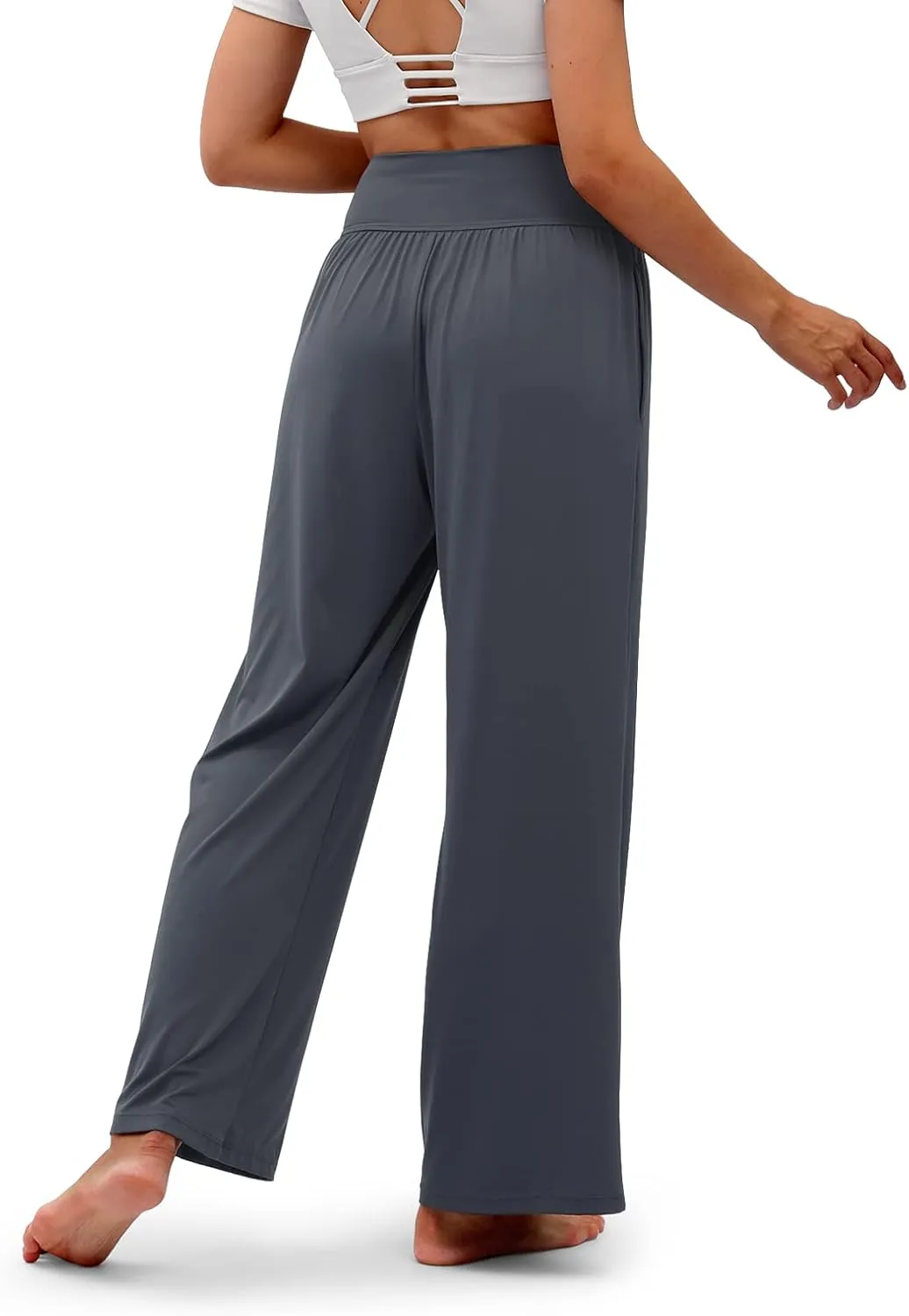 Womens Wide Leg Pants Loose Yoga Sweatpants Comfy Lounge Pajama Casual Flowy Palazzo Pants with Pockets