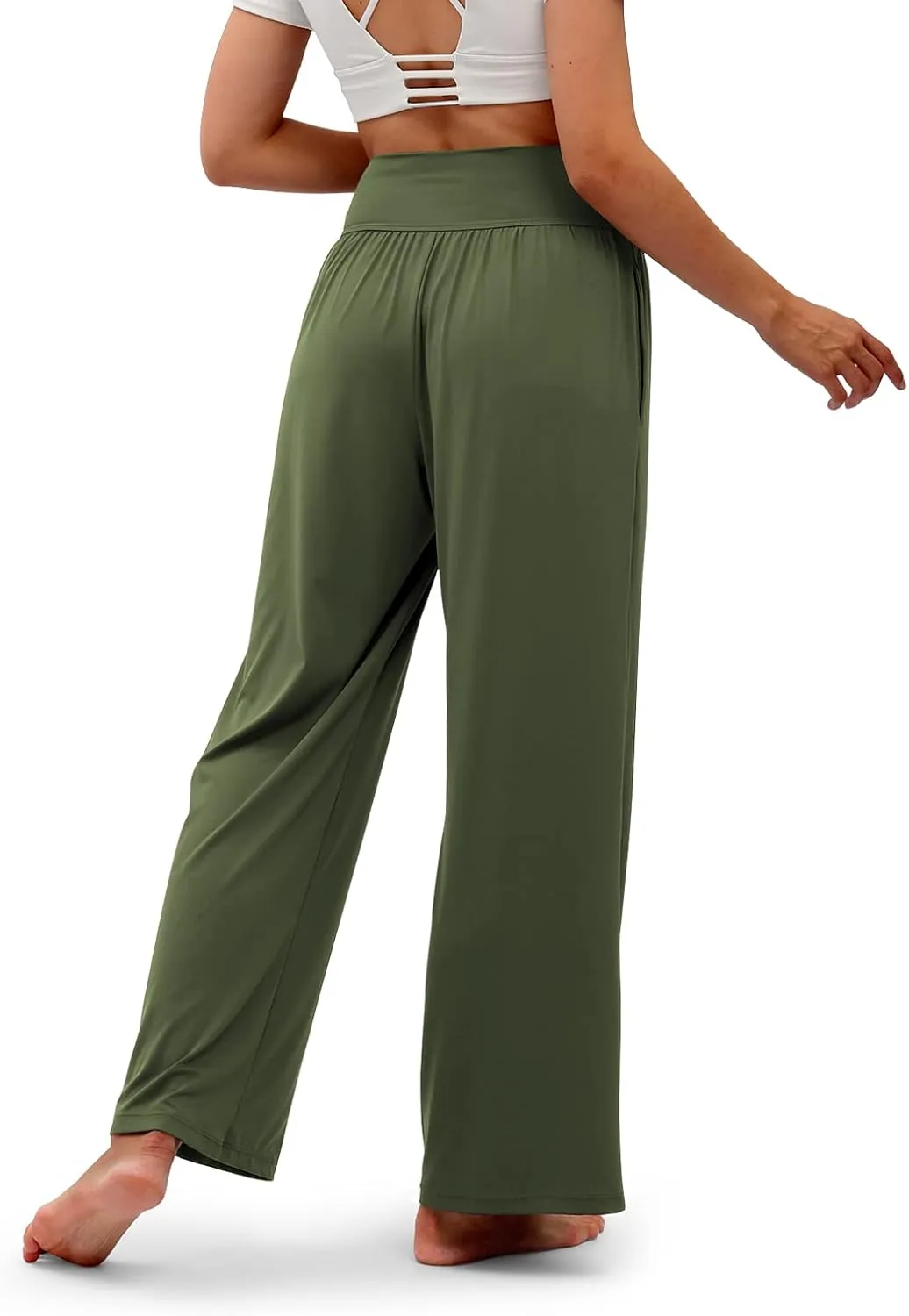 Womens Wide Leg Pants Loose Yoga Sweatpants Comfy Lounge Pajama Casual Flowy Palazzo Pants with Pockets
