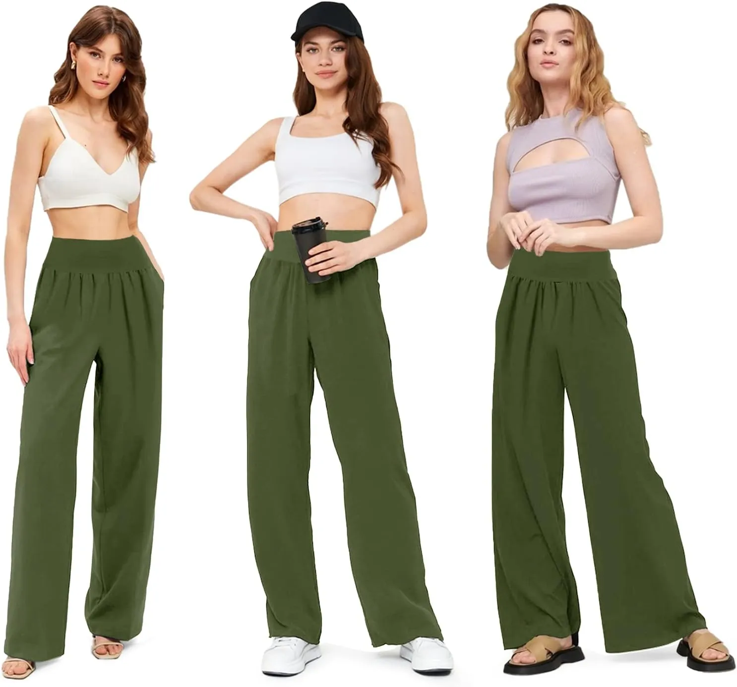 Womens Wide Leg Pants Loose Yoga Sweatpants Comfy Lounge Pajama Casual Flowy Palazzo Pants with Pockets