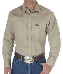 Wrangler Mens Khaki Work Shirt Style MS70319