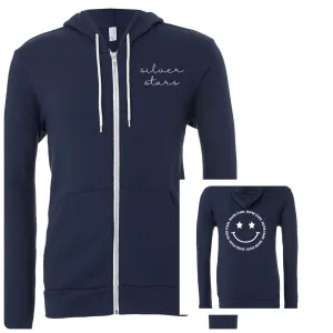 Zip-Up Hoodie - Silver Stars Smiley Face